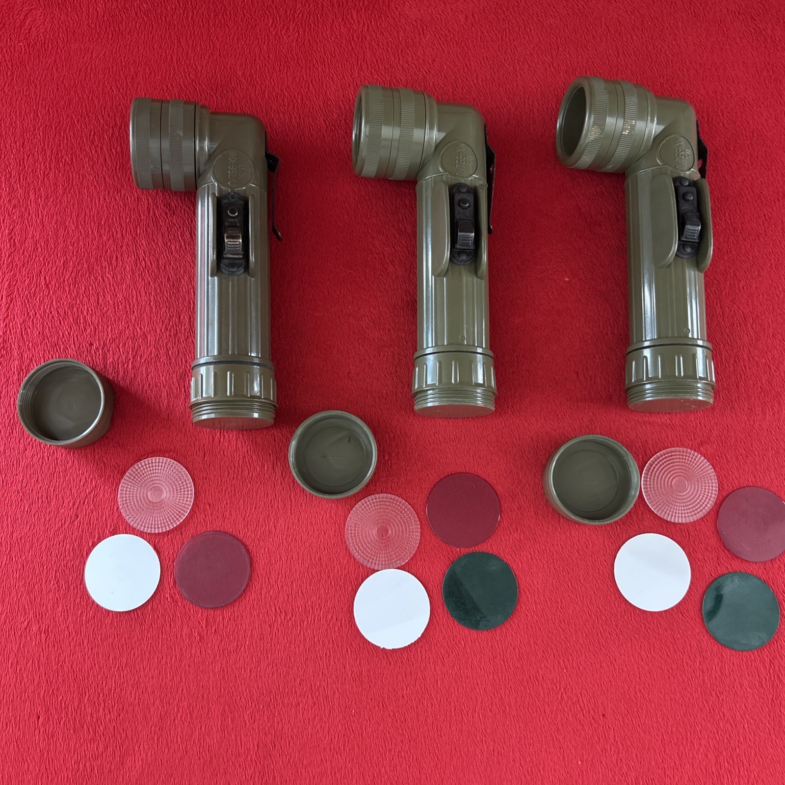 Vietnam US Army USGI GT MX-991/U OD Green Flashlight Right Angle Set 3 for Parts Vietnam US Army USGI GT MX-991/U OD Green Flashlight Right Angle Set 3 for Parts