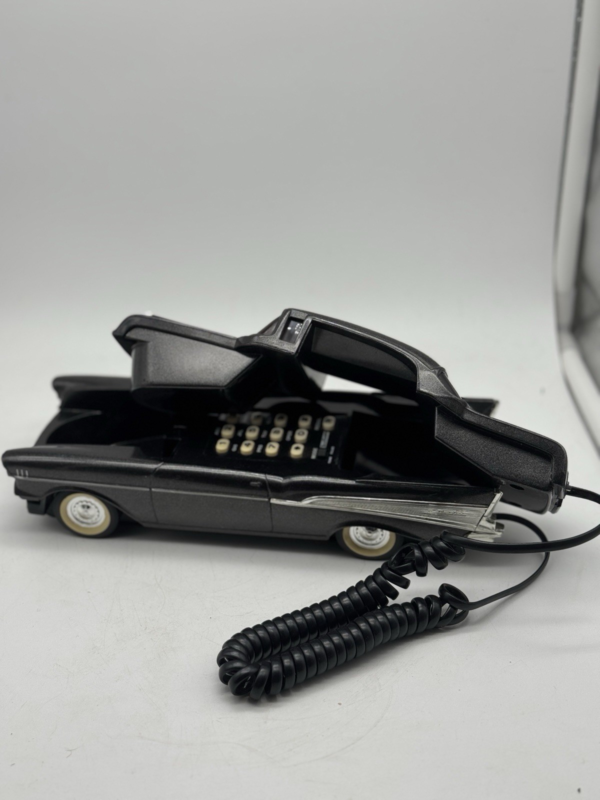 Vintage Telemania Black 1957 Chevy Car Landline Telephone with Original Box