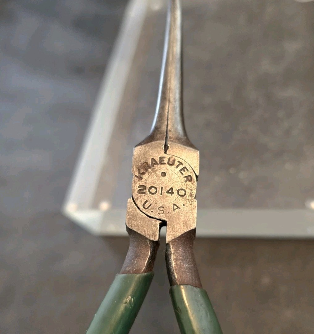Vintage KRAEUTER USA 20140 Extra Long Needle Nose Pliers Green Handle Vintage KRAEUTER USA 20140 Extra Long Needle Nose Pliers Green Handle