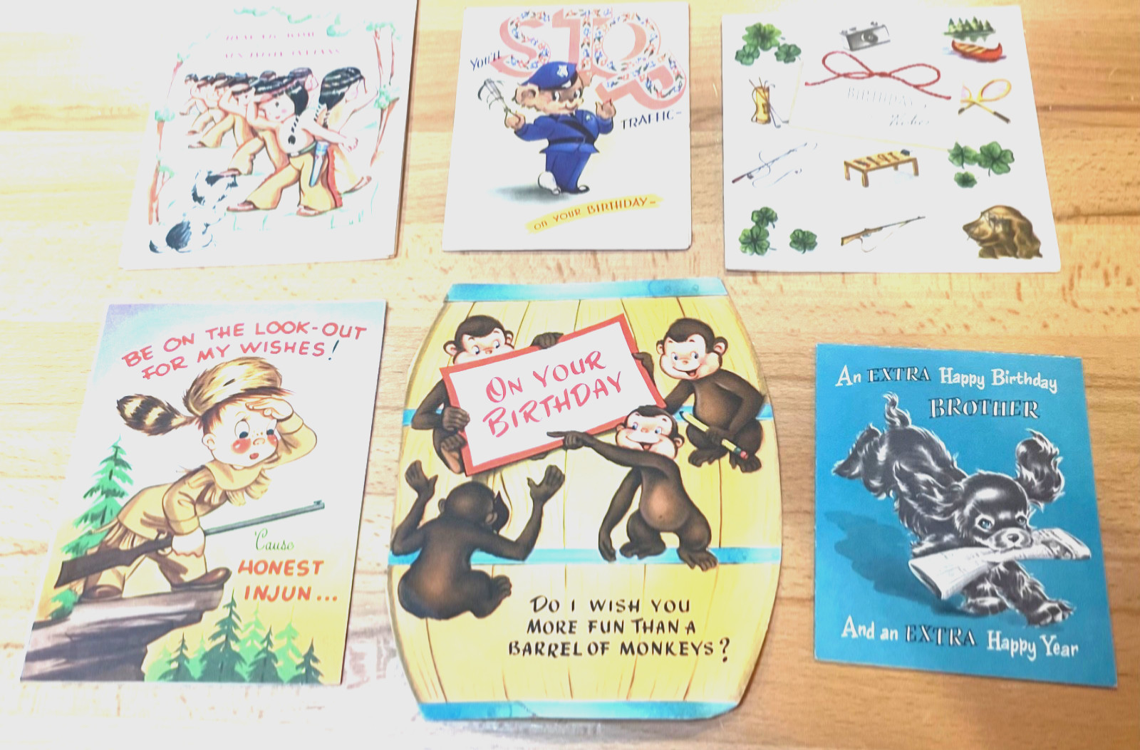 6 Rare- unique vintage used 1940’s and  50’s Greeting cards See pics to enjoy
