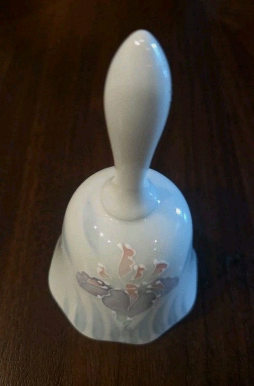 New open box Porcelain Bell purple iris flower.