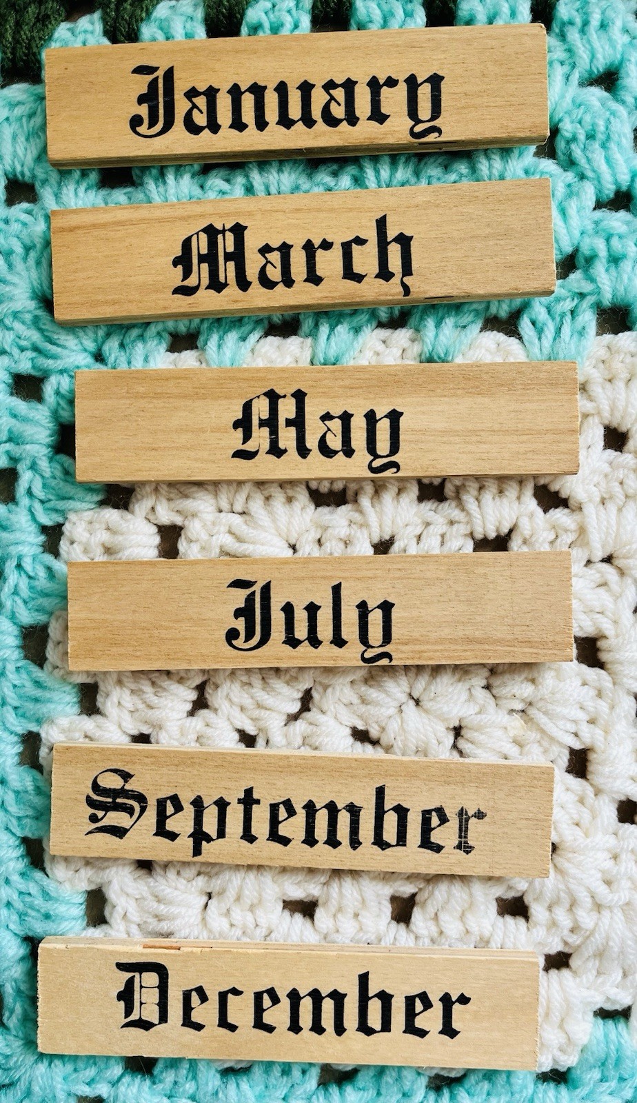 Vintage Wooden Calendar Complete Set