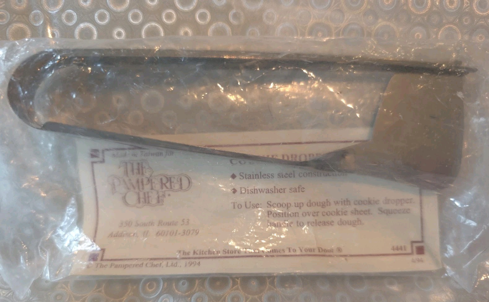 Vtg~1994 Pampered Chef Stainless Steel Cookie Dough Dropper #4441 NOS Hen Logo Vtg~1994 Pampered Chef Stainless Steel Cookie Dough Dropper #4441 NOS Hen Logo