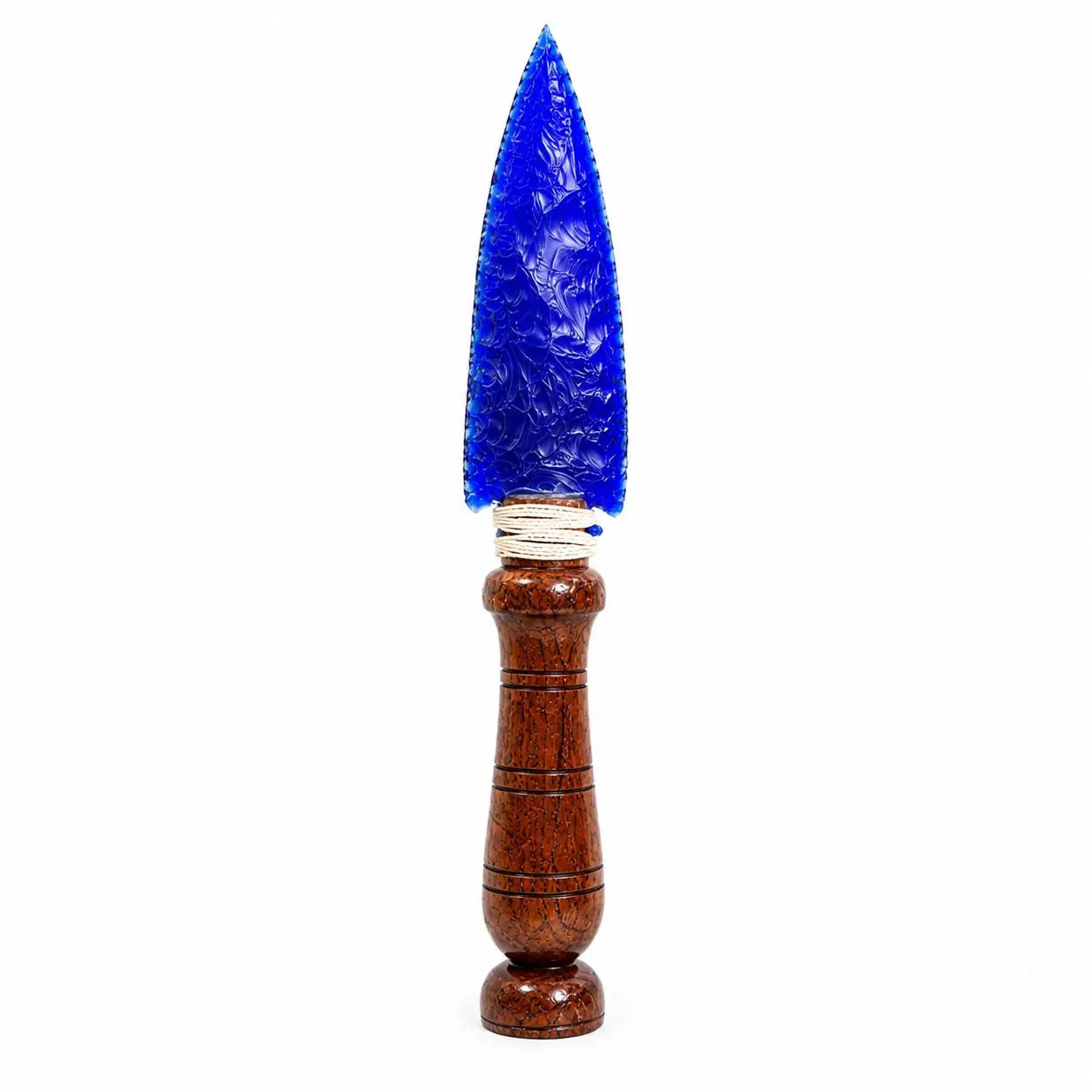 Handmade Blue Obsidian Glass Knife Wooden Handle Crystal Athame Decor Gift