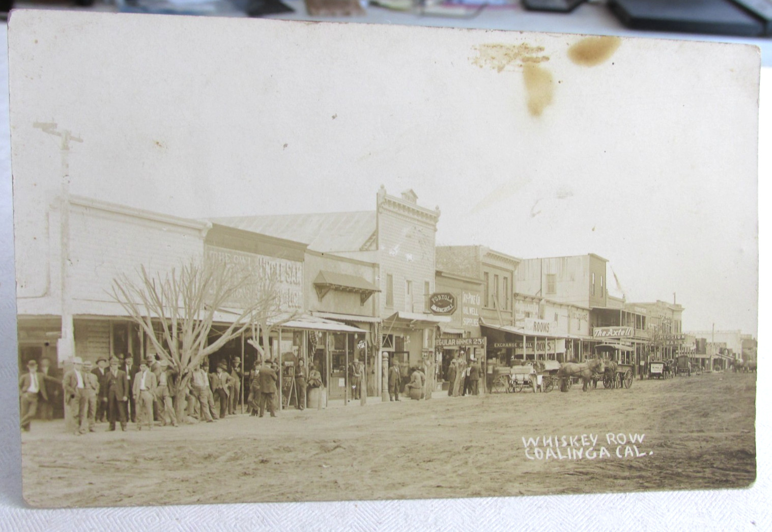 1908-15 COALINGA CALIFORNIA CA., RPPC Real Photo Postcard of WHISKEY ROW Saloons