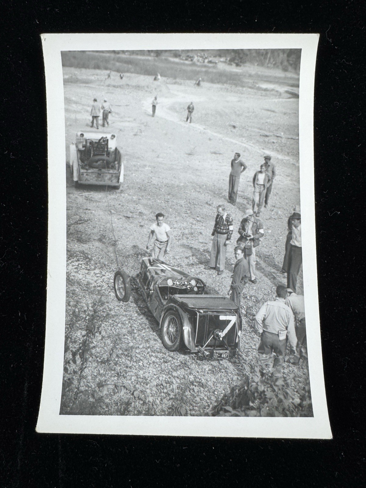 1948 Watkins Glen Denver Cornett MG TC Crash Original Photo Stone Bridge Racing