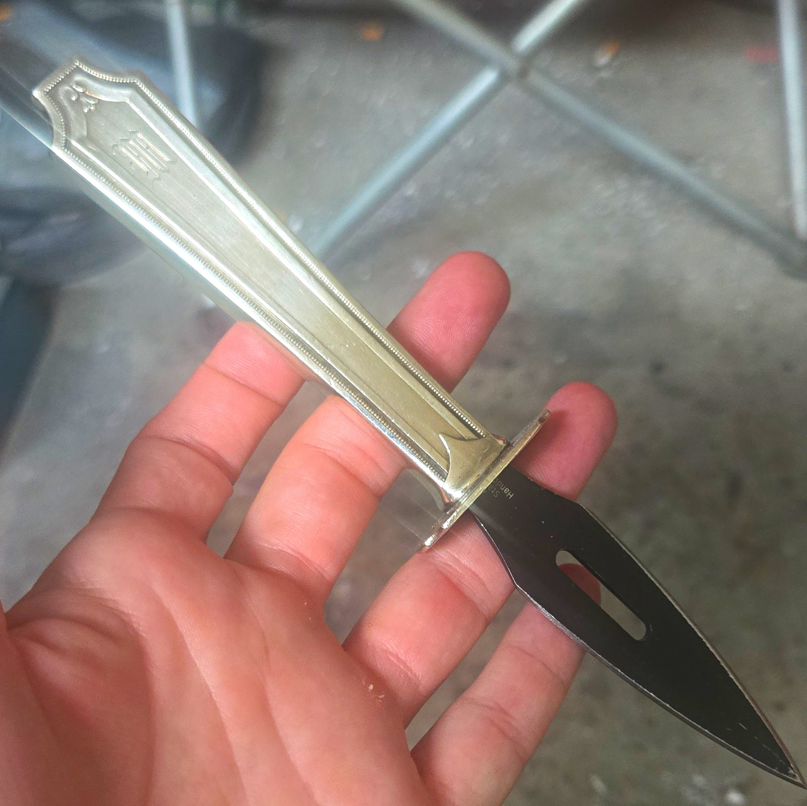 Custom Silver Letter Opener Monogrammed M Handle Marked STERLING