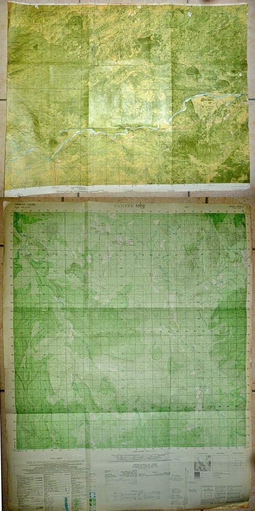 2 x Rare Map - Vietnam War - Cam Lo, Route 9, DMZ 1969 / Santre - Cambodia 1978