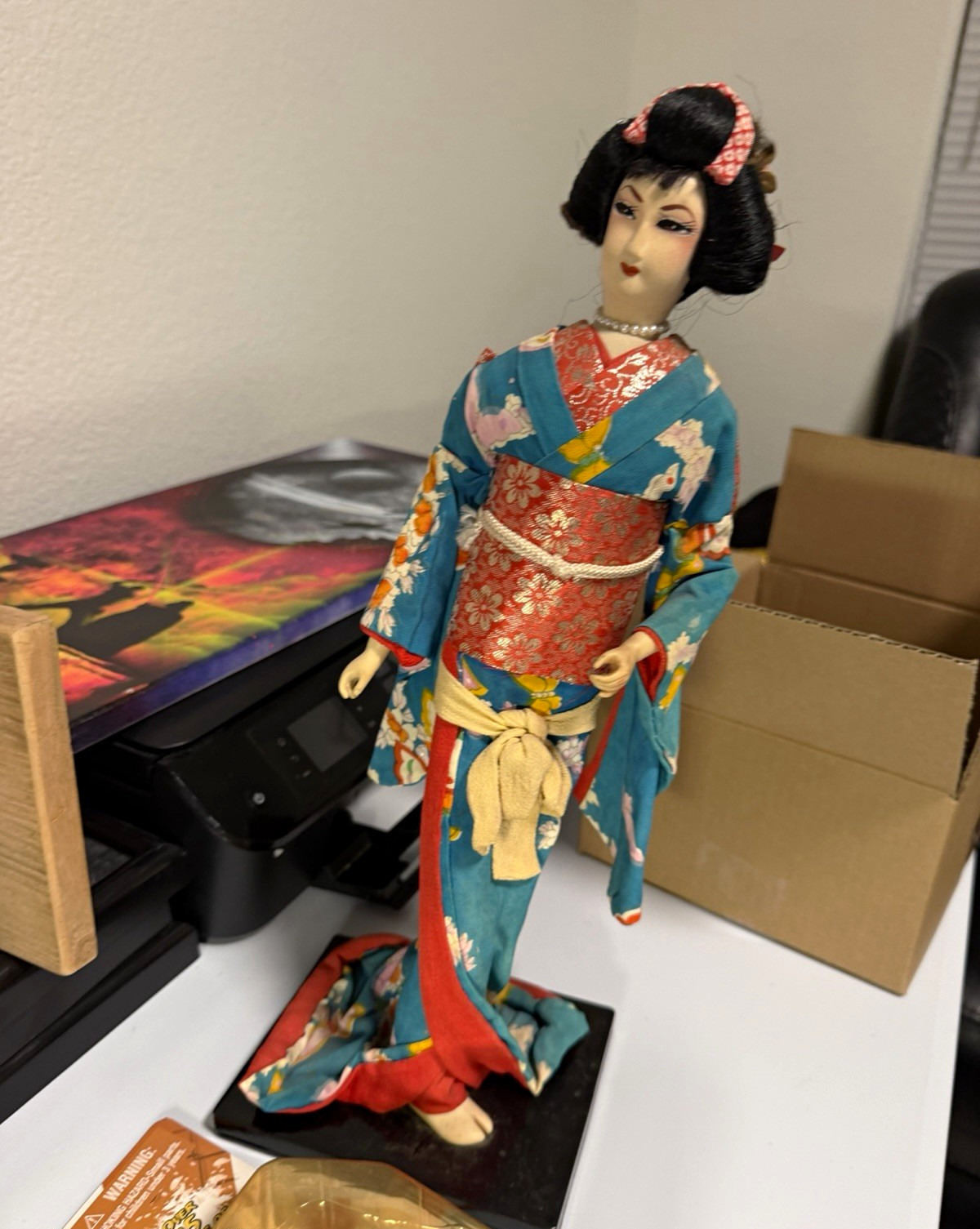 Vintage Japanese Geisha Kimono Dolls Lot of 3 Display Figures Leaning AS-IS