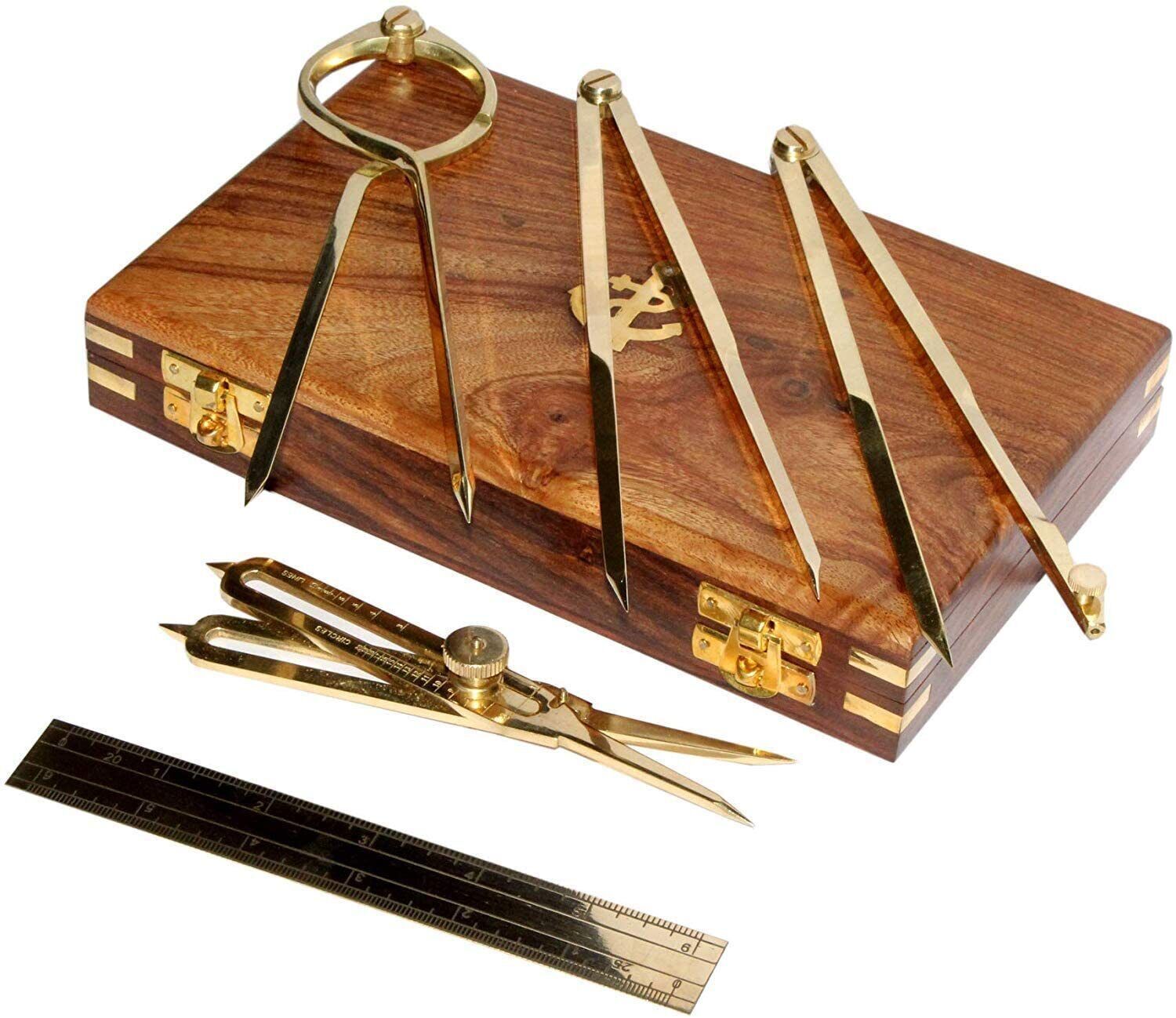Brass Drafting Tool Marine Navigational Proportional Divider Compass Set of 5
