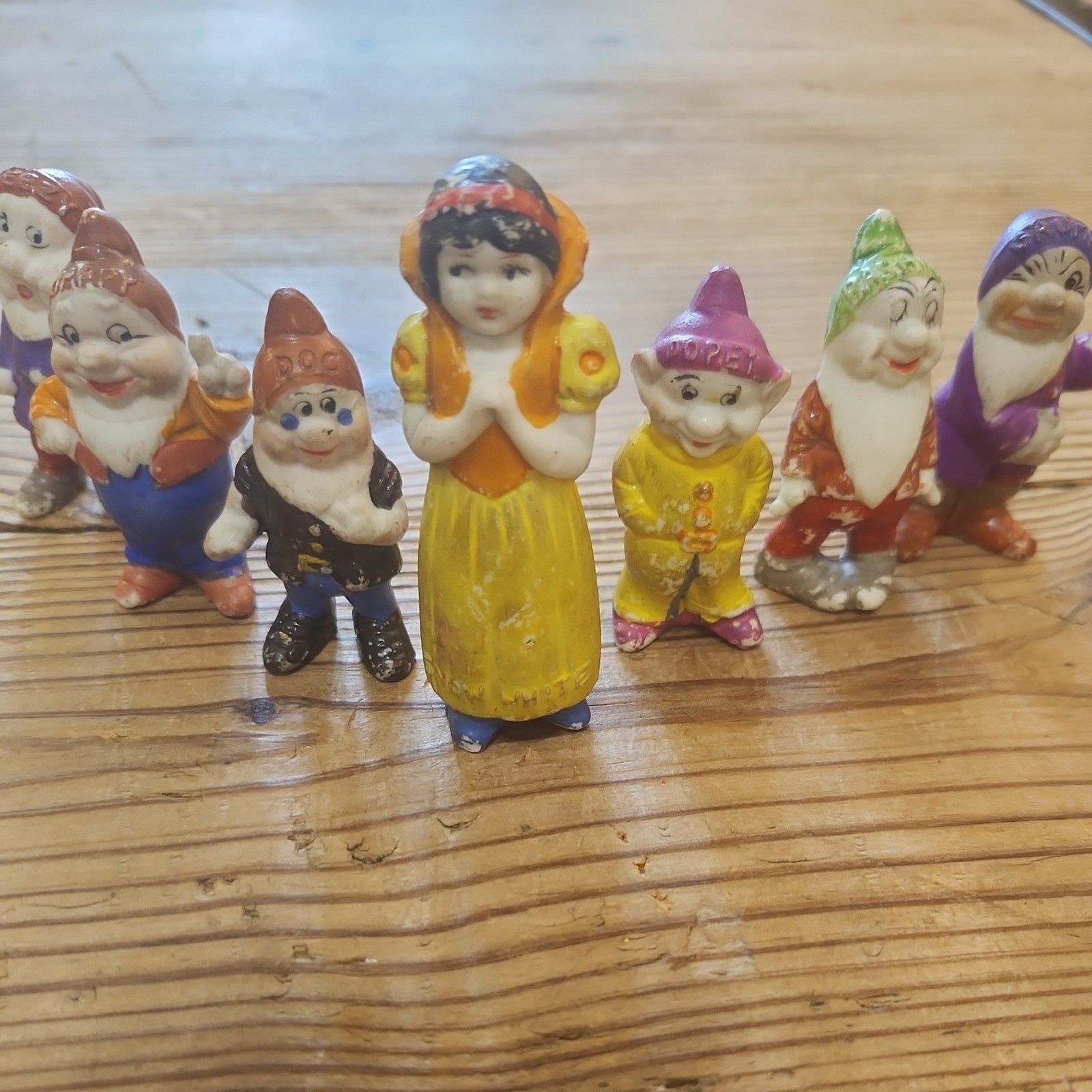 Antique 1938 SNOW WHITE SEVEN DWARFS-Disney Movie Promo-Bisque-Mapan-lot of 7 Antique 1938 SNOW WHITE SEVEN DWARFS-Disney Movie Promo-Bisque-Mapan-lot of 7