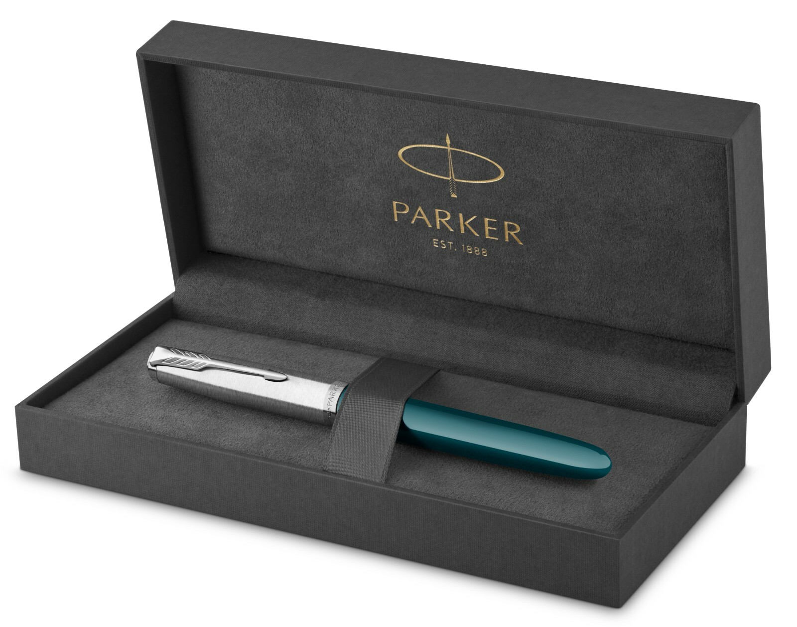 Parker 51 Fountain Pen Teal & Chrome Fine Point New In Original Box 2123506 Parker 51 Fountain Pen Teal & Chrome Fine Point New In Original Box 2123506