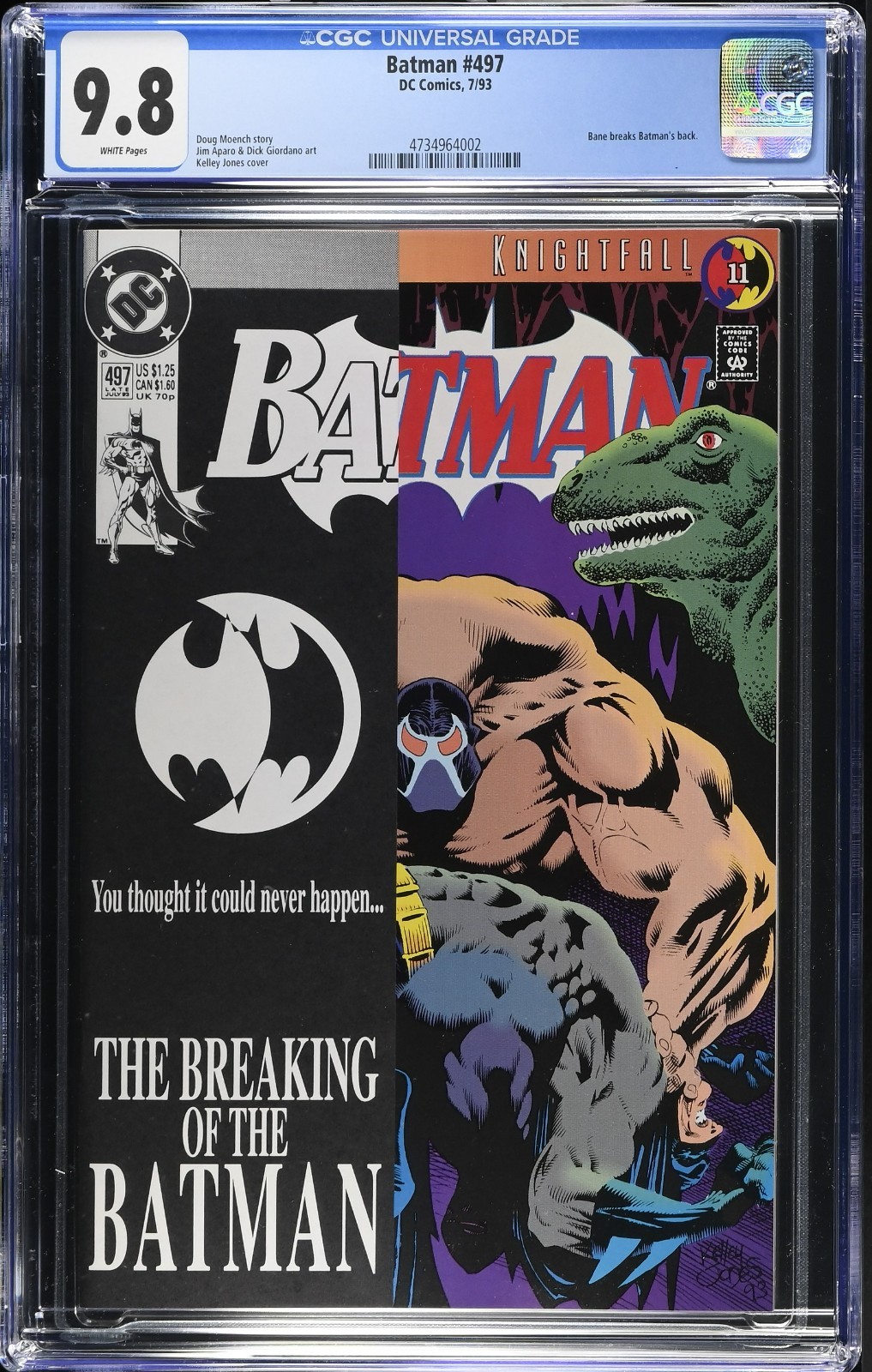 Batman #497 CGC 9.8   Bane Breaks Batman's Back DC Comics 1993 Direct 1st print
