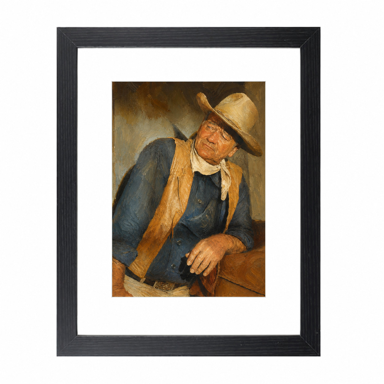 John Wayne in Sons of Katie Elder Painting Art Printed Matted & Framed Picture