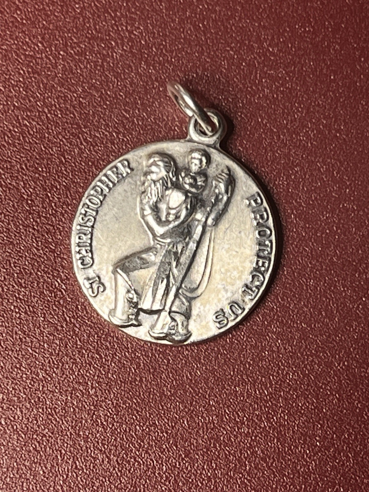 Vintage Sterling St Christopher Medal JCC Charm 9/16” Uncut Loop 