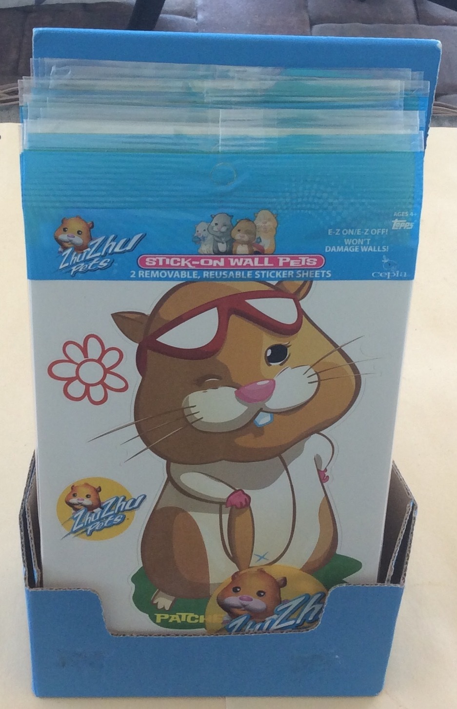  2009 Cepia Zhu Zhu Pets Box Of 24 Packages Stick-On Wall Pets