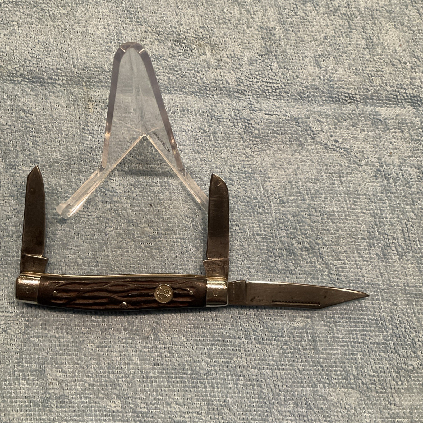 Vintage Heinr Boker & Co 1950’s -1970’s 3 Blade Stockman Jigged Bone Scales