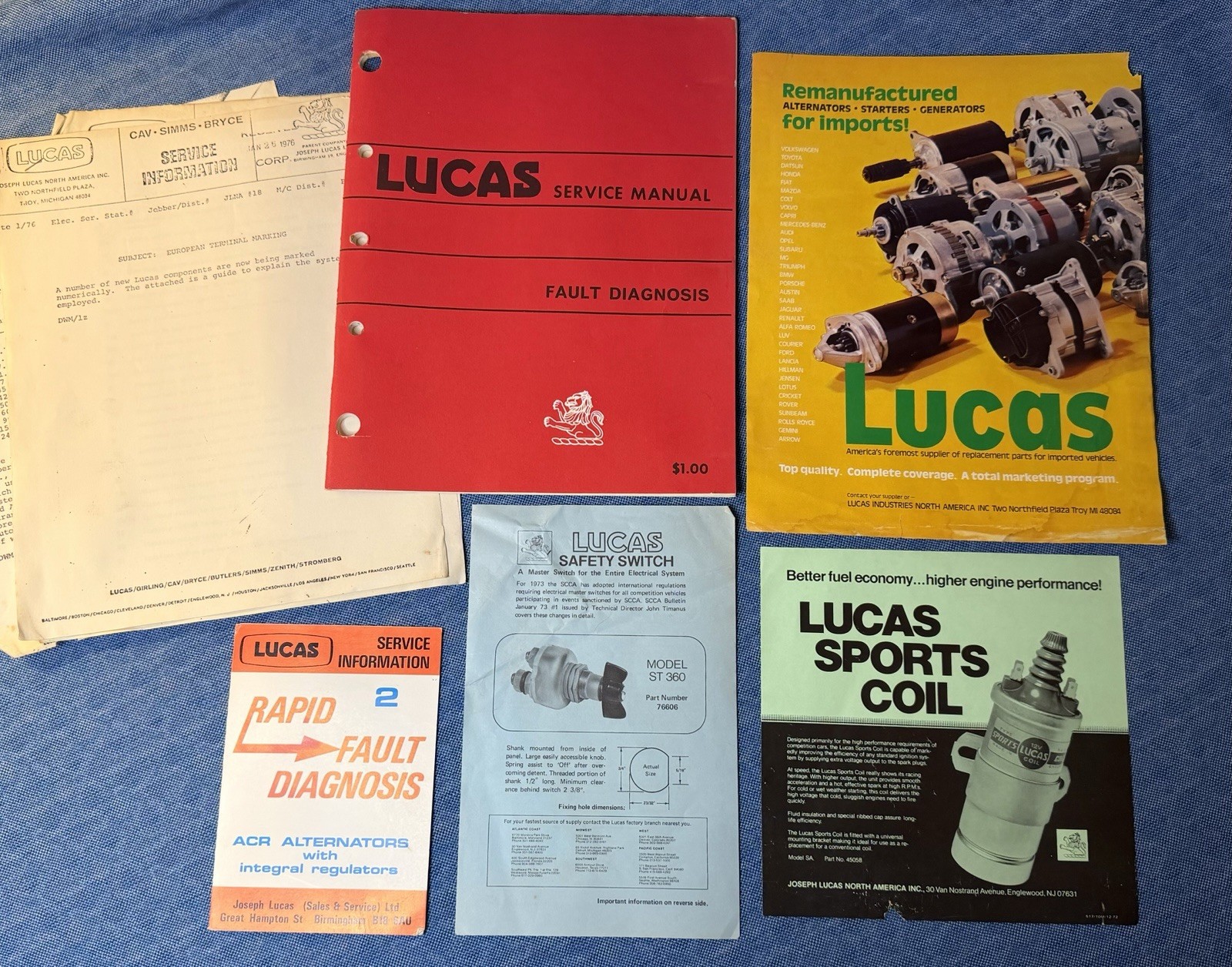 VTG Lot of LUCAS Electric - Brochures, Ads & Fault Diagnosis Service Manual