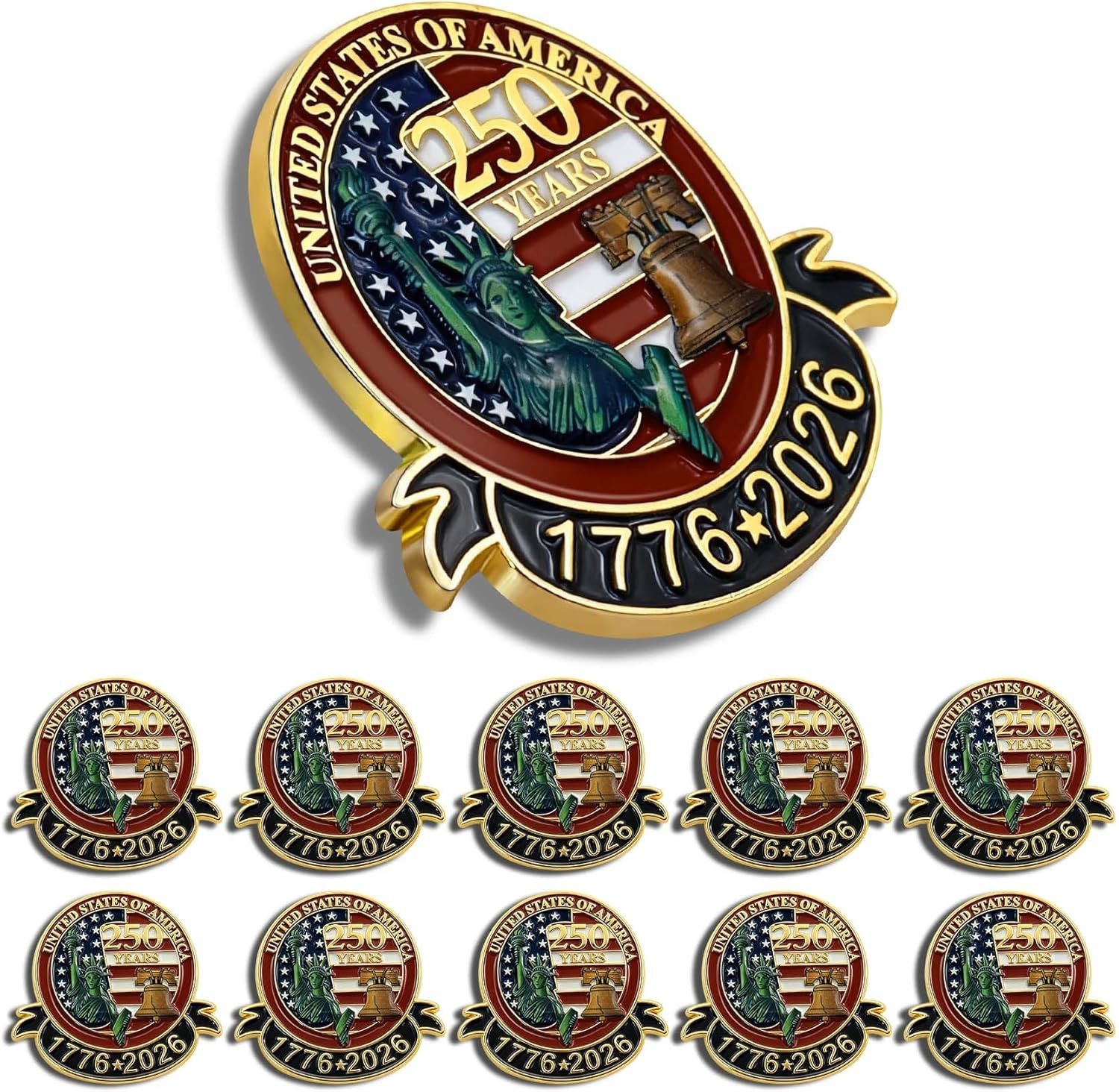 10/20/50/100Pcs 250 Anniversary USA Lapel Pin 1.3Inch Enamel US Patriot