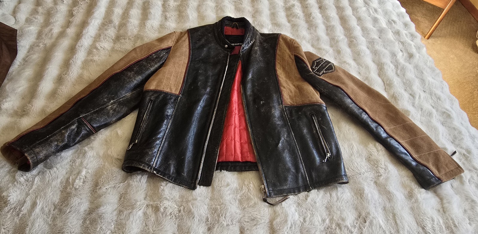 Vtg.Harley-Davidson Women\'s Mixed-Media Leather Riding Jacket - Distressed  XL