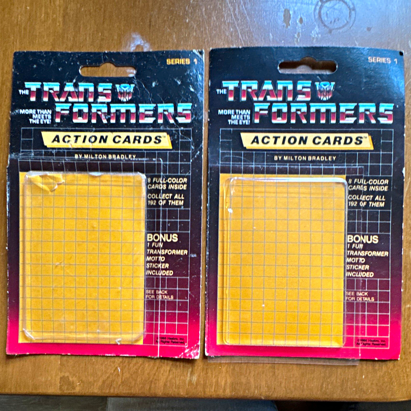 1985 Transformers Action Cards empty packages lot of 2