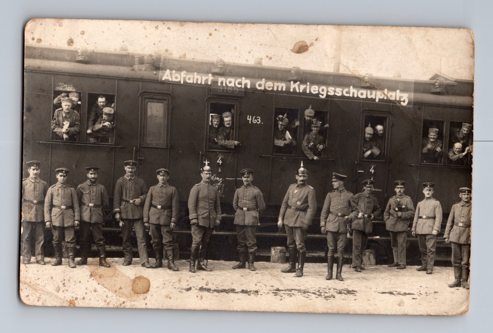 German Train Filled With Troops Departing War Zone WWI Postcard RPPC