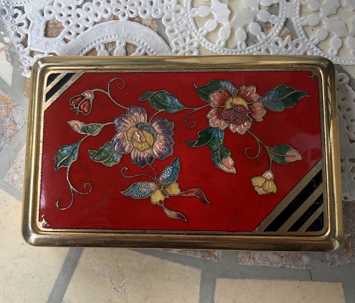 Vintage Cloisonne Enamel Cigarette Case Business Card Holder Metal Wallet L2 Vintage Cloisonne Enamel Cigarette Case Business Card Holder Metal Wallet L2
