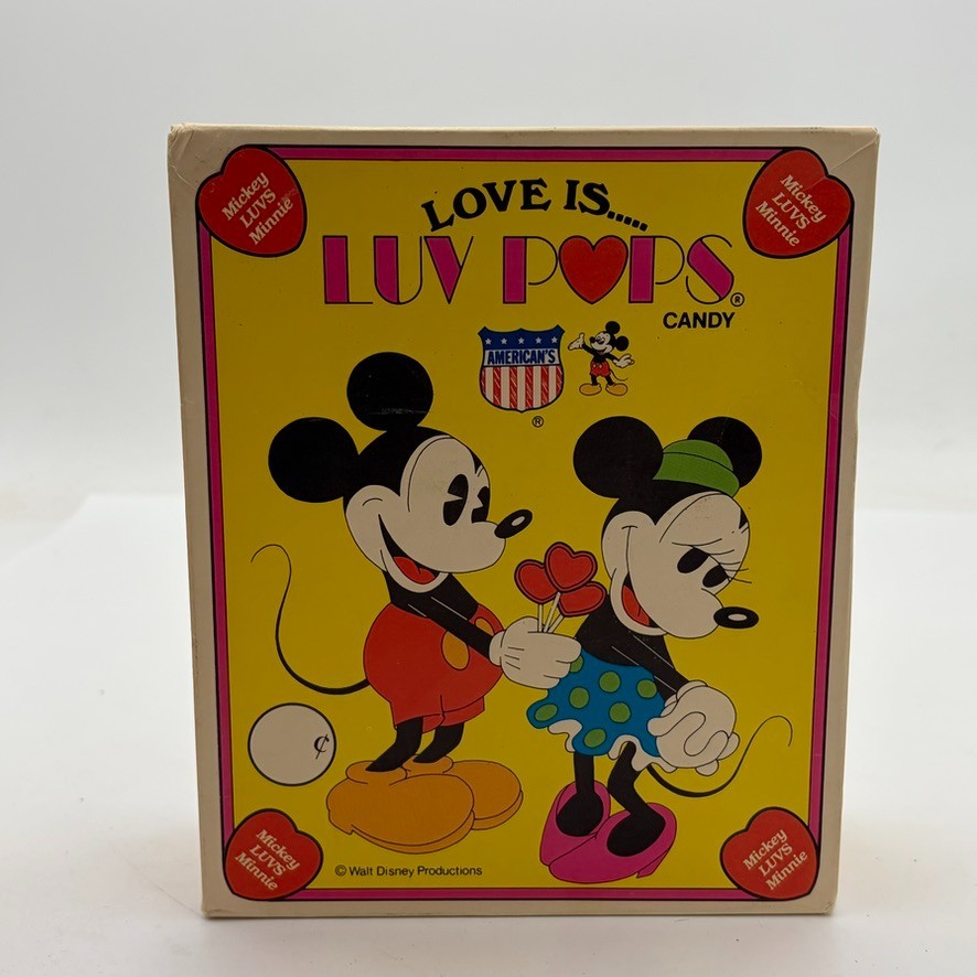 Disney LUV POPS Mickie & Minnie Mouse 1990's, Vintage Candy Advertisng Box Empty