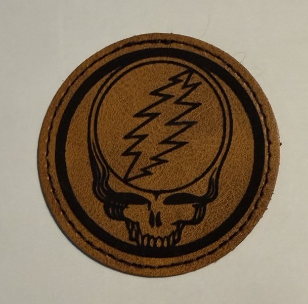 Grateful Dead Classic Steal Your Face Iron on Leather Hat Patch 2.5” Custom