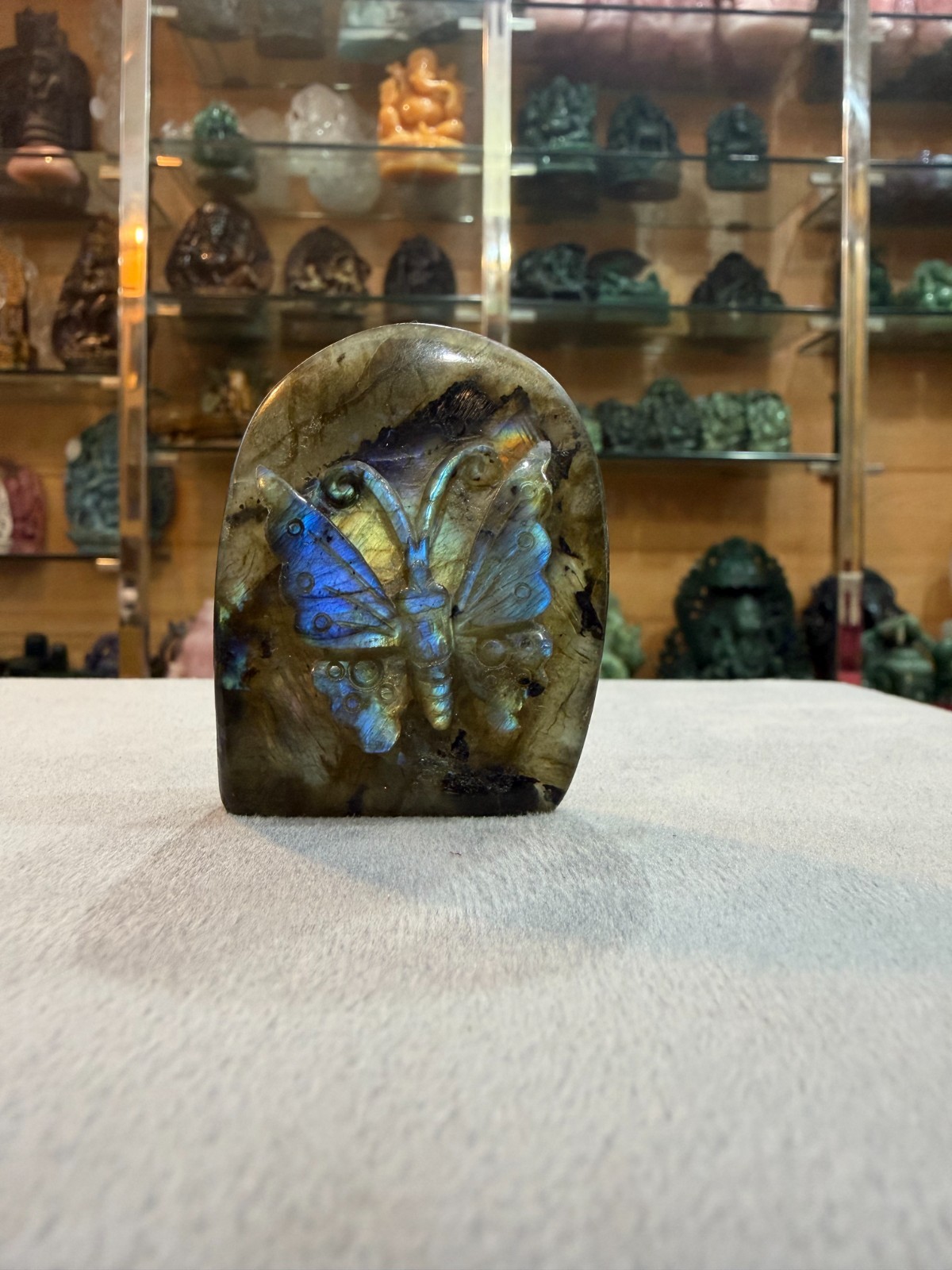 Labradorite Butterfly Figurine, Hand Carved Labradorite Butterfly Sculpture, 80g
