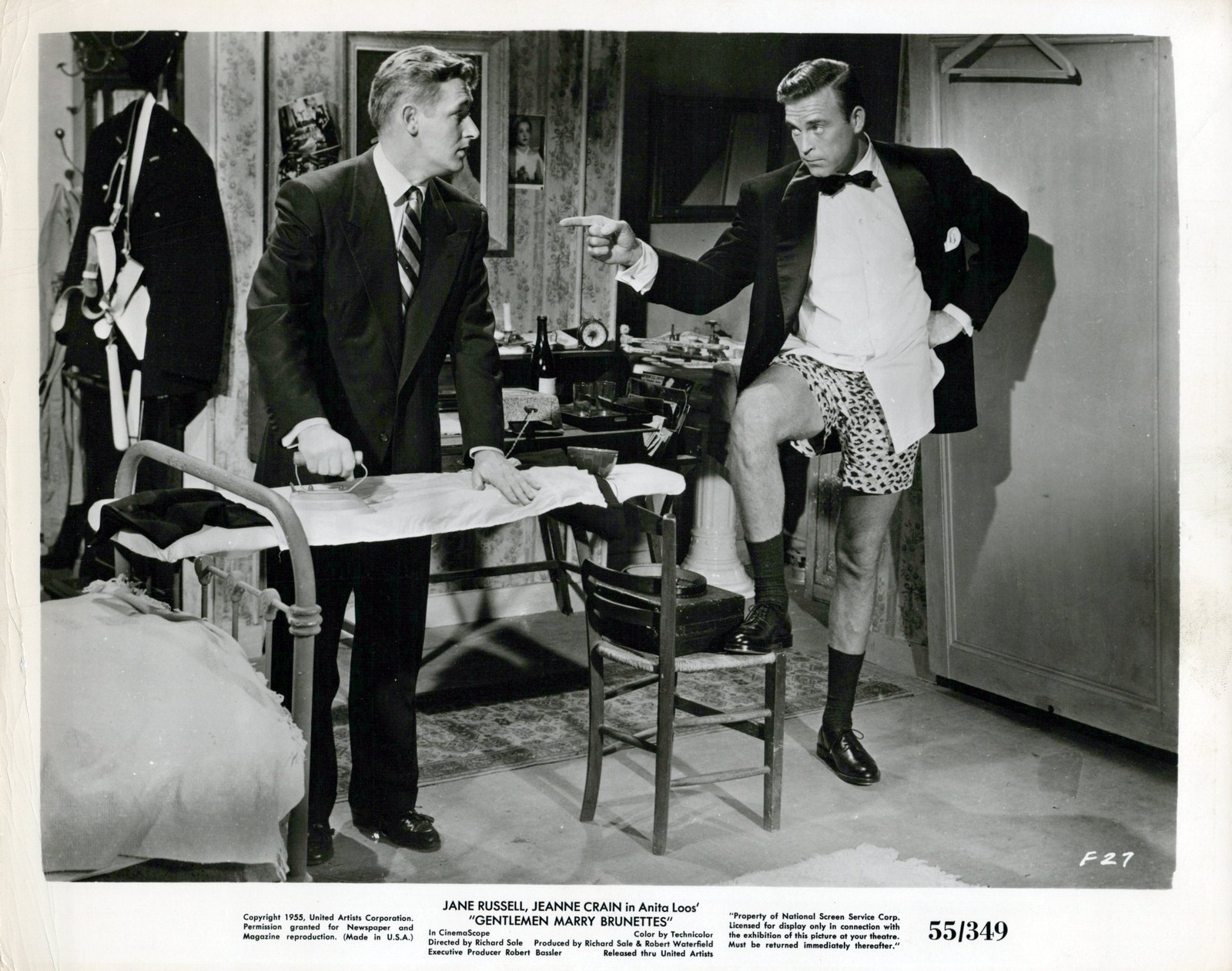 Alan Young and Scott Brady in Gentlemen Marry Brunettes (1955) Press Photo 1463K