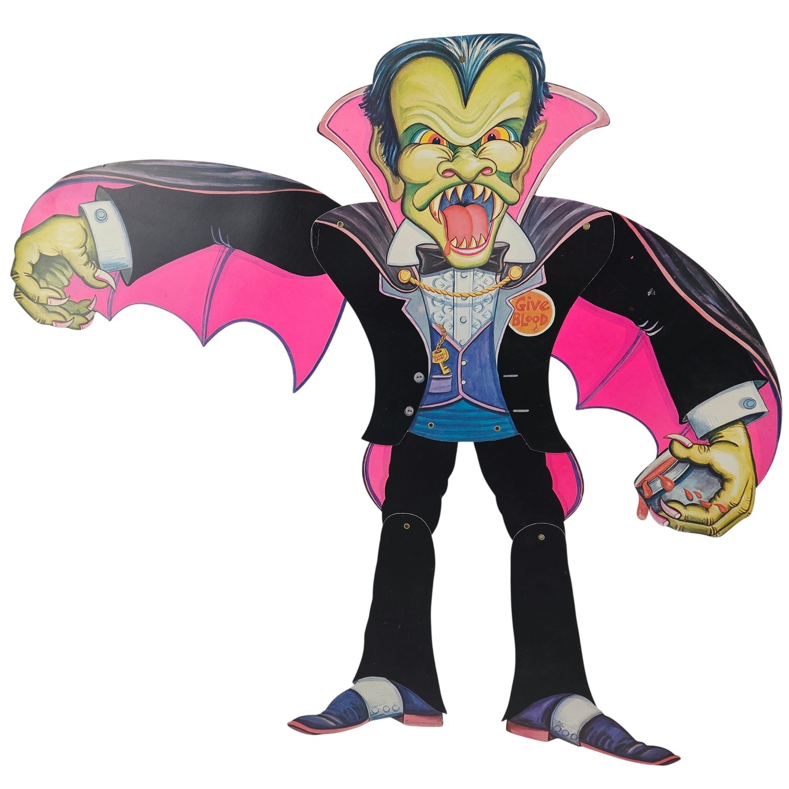 Halloween Vintage Jointed Vampire Dracula Kitsch Wall Decor Die-Cut Amscan Decor