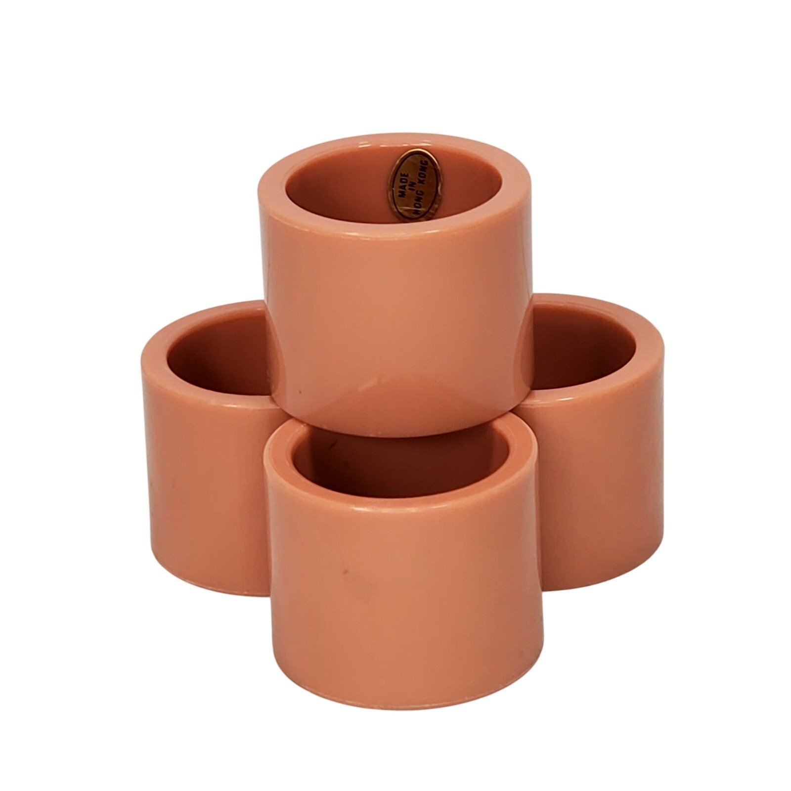 Lot of 4 Vtg Retro 1970s Light Rose Pink Round Melamine Napkin Rings Hong Kong Lot of 4 Vtg Retro 1970s Light Rose Pink Round Melamine Napkin Rings Hong Kong