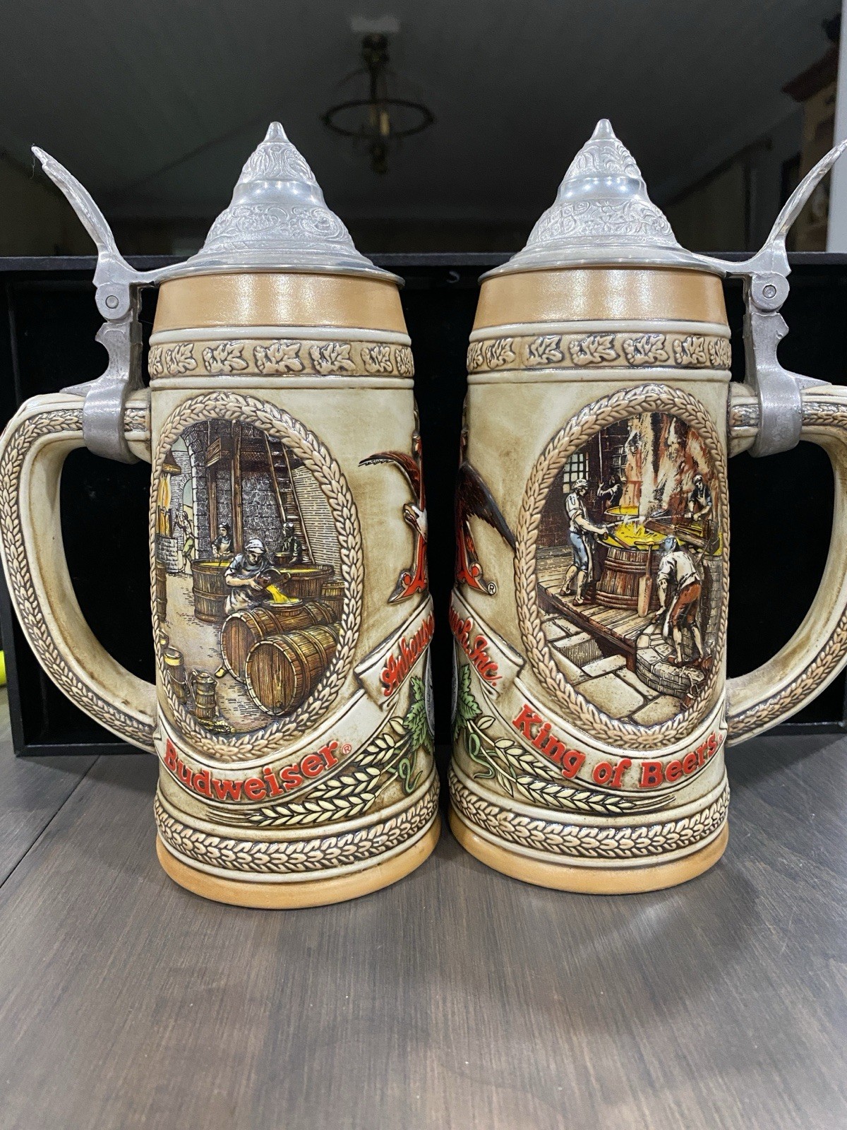 TWO VINTAGE ANHEUSER BUSCH BUDWEISER BEER STEIN “A” AND “B”SERIES Oktoberfest