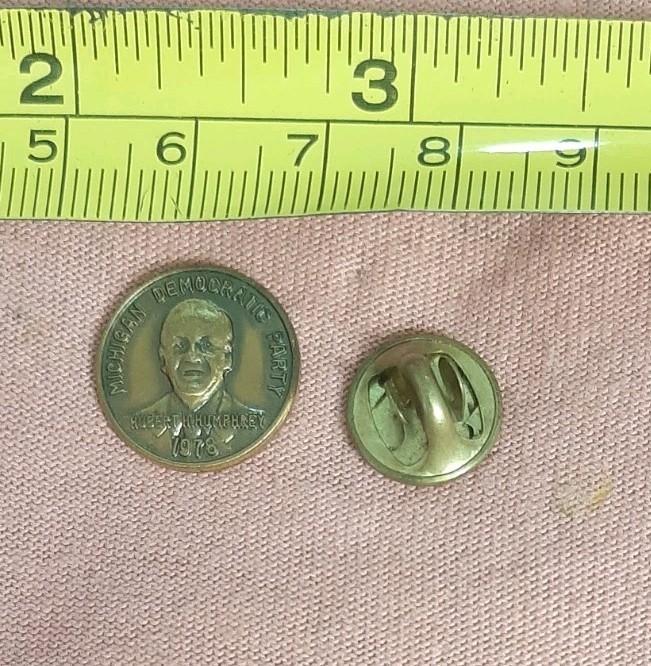 Vintage Michigan Democratic Party 1978 Hubert Humphrey Political Lapel Pin