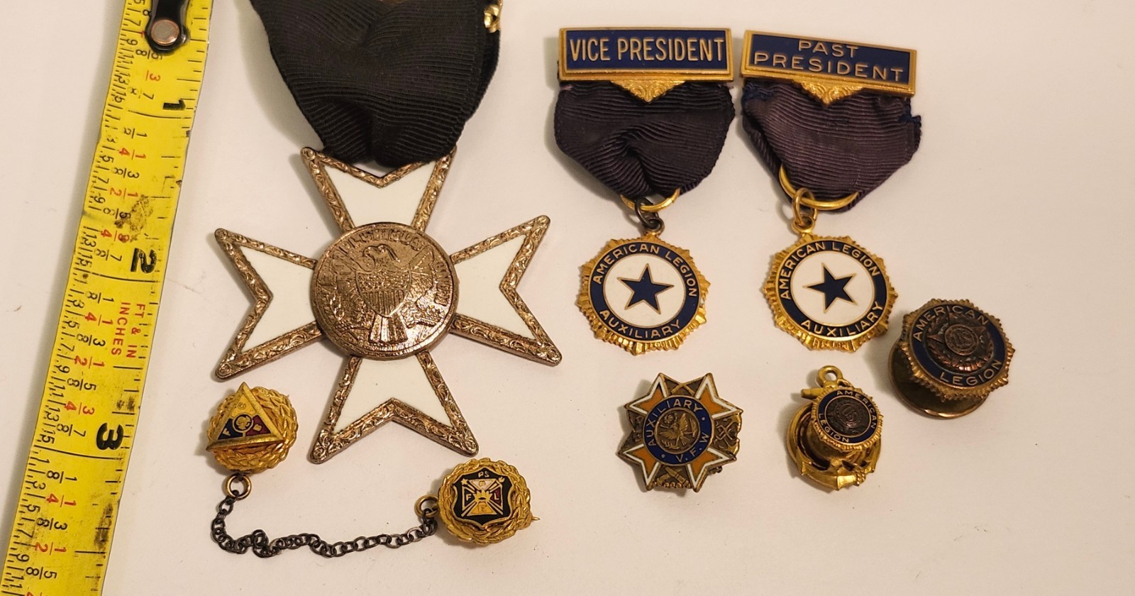 Vintage Lot Of American Legion VFW Pins + 3 Are Ribbon Pins Look