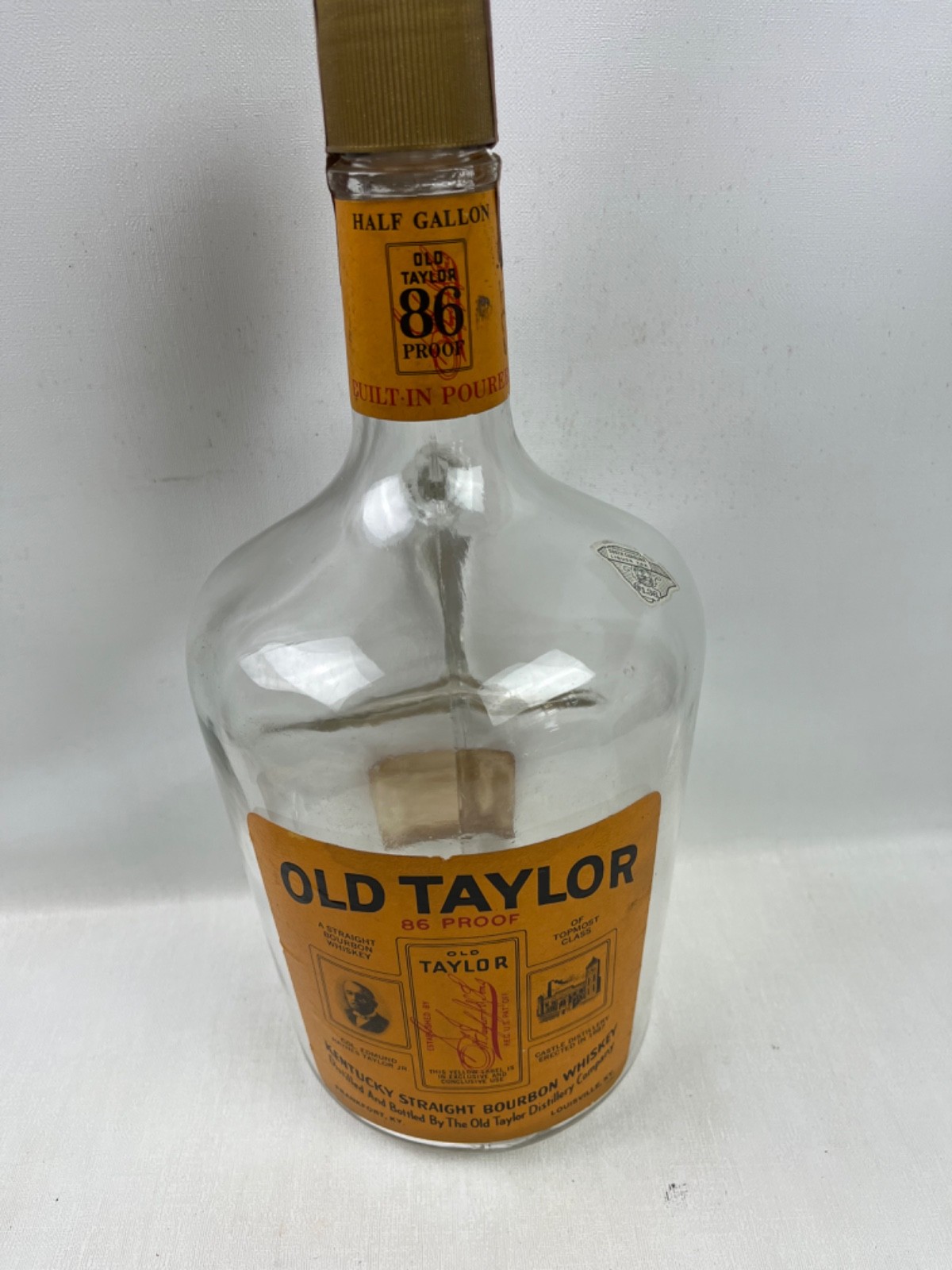 Vintage Old Taylor Kentucky Bourbon Whiskey 86 Proof 1/2 Gallon Bottle