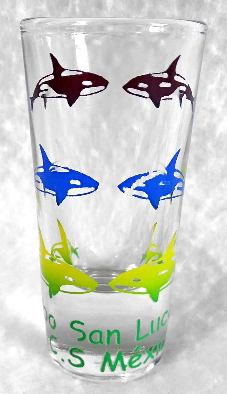 Cabo San Lucas Mexico Shot Glass Orca Shooter by Crisa 3-1/8\ Cabo San Lucas Mexico Shot Glass Orca Shooter by Crisa 3-1/8\