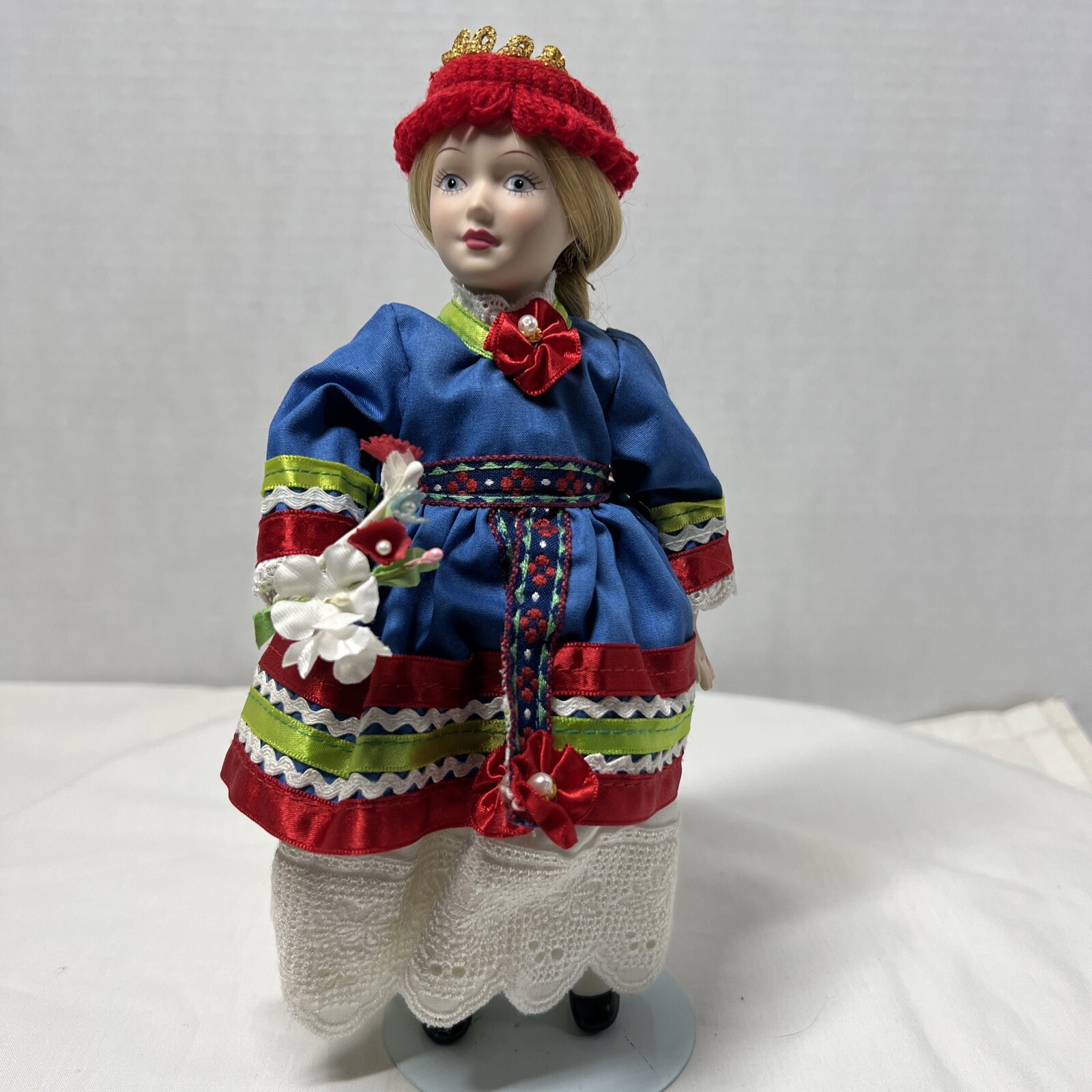 Vintage Astrid-A Bride of Sweden Bisque Porcelain 9” Doll Traditional Dress