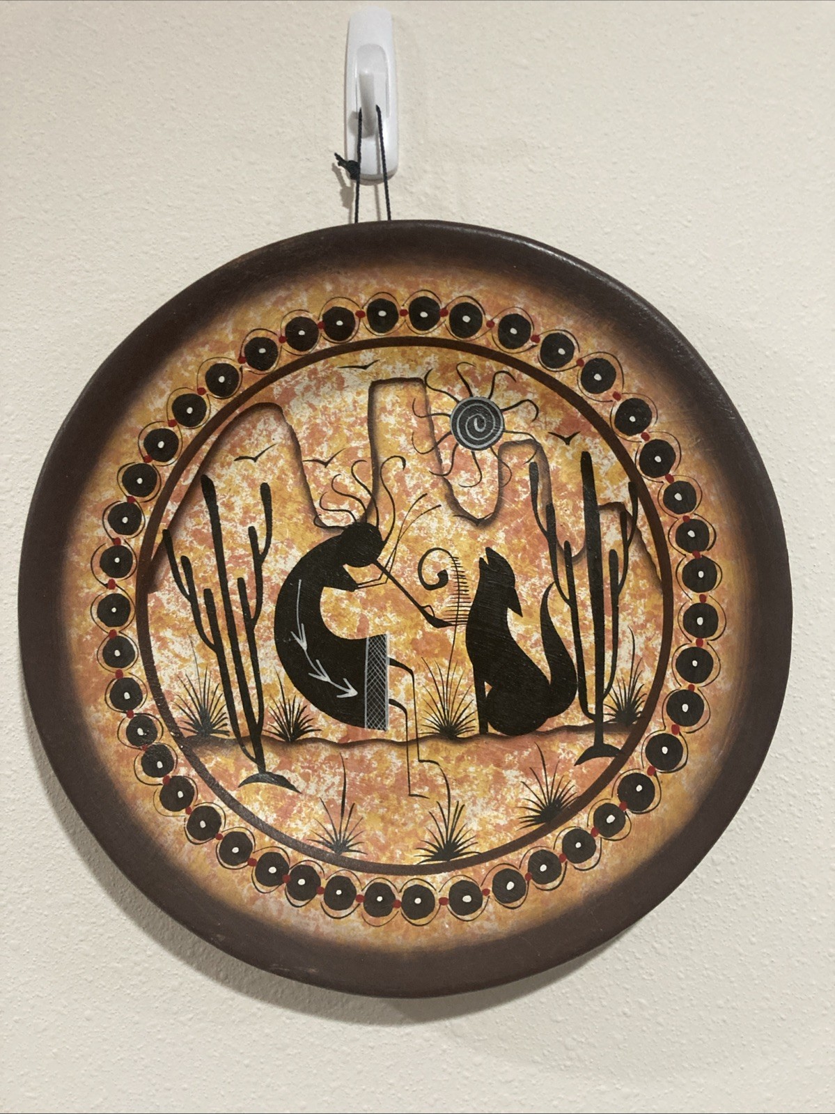 Vintage Mexican Pottery Large 12.5” Handpainted Wall Art/Plate