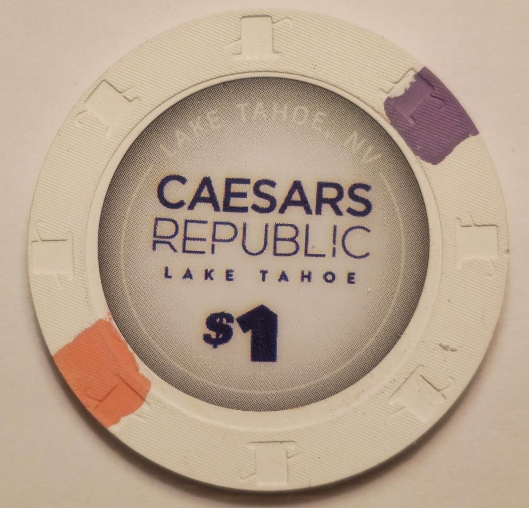 $1 Caesars Republic Casino - (Formerly Harvey\'s) - Lake Tahoe, NV House Chip