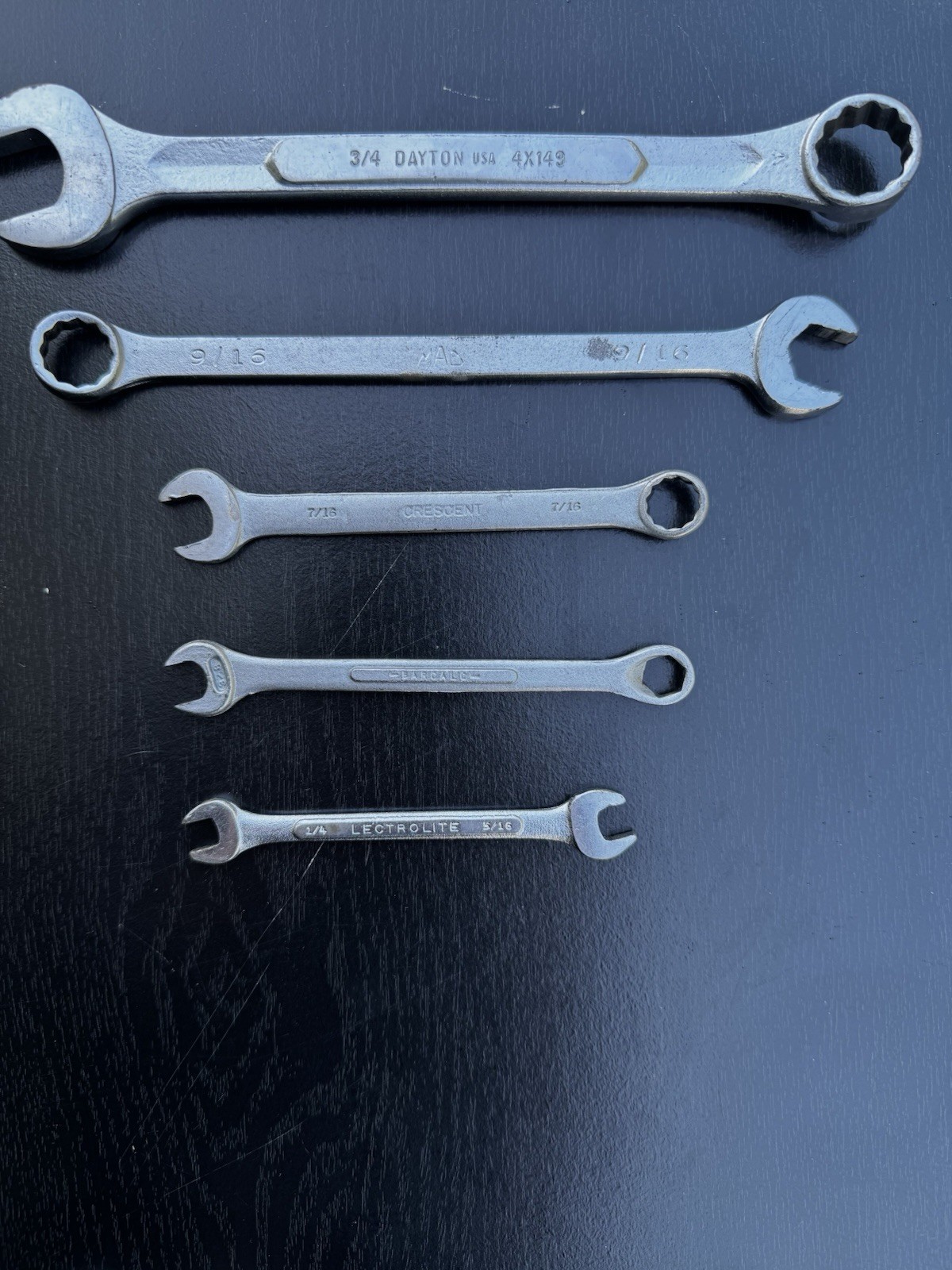 Premium 5-piece Vintage Professional-grade American Mechanic Wrenches. USA Made