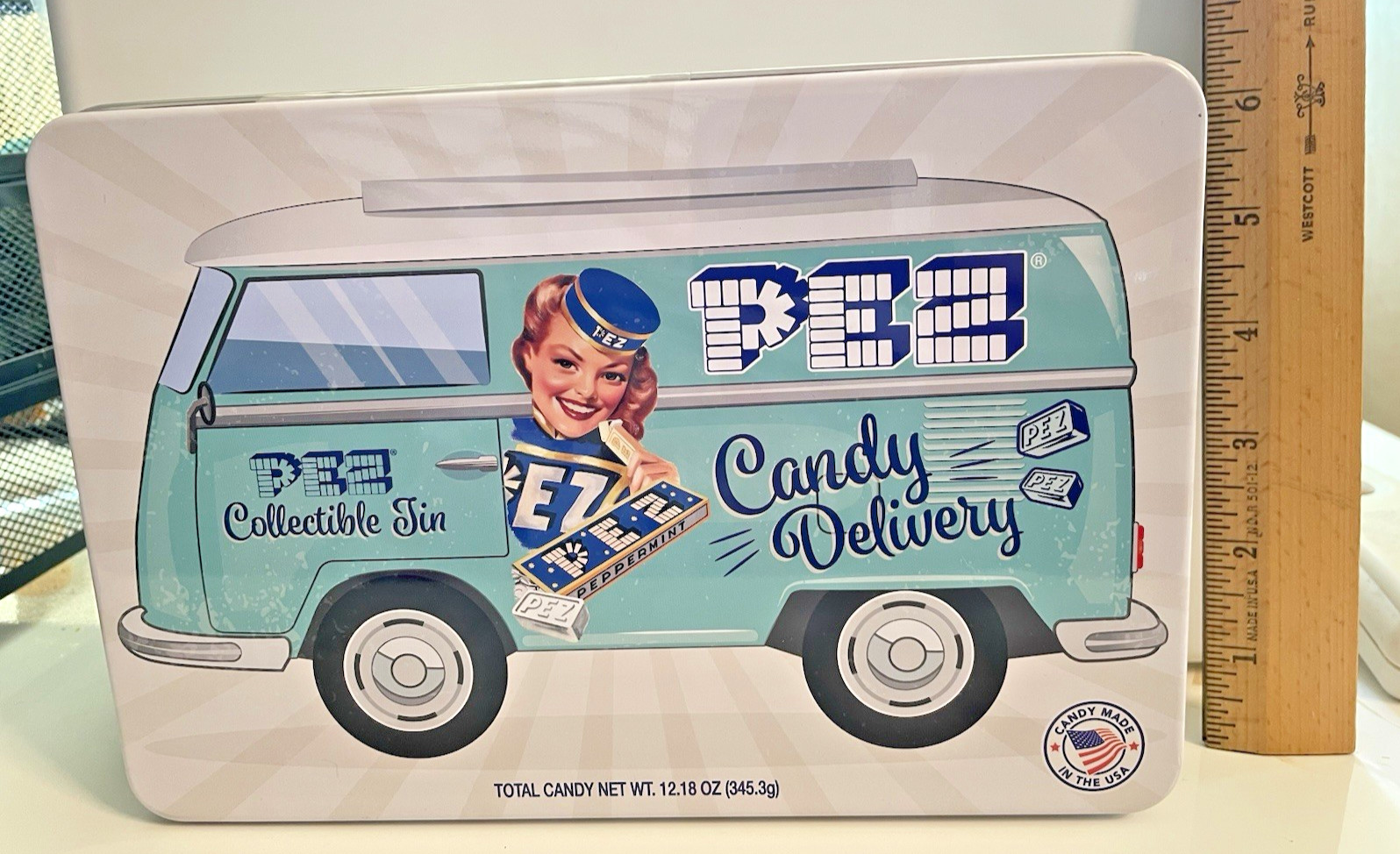 Sealed PEZ Nostalgia Tin w PEZ Boy Dispenser And 40+ Rolls Of Candy