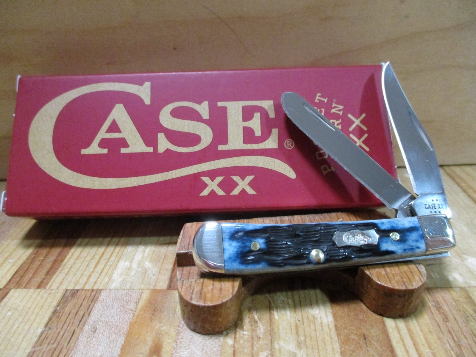 NIB Case USA XX Mediterranean Blue Bone Tiny Trapper 62154 Pocketknife - 51862
