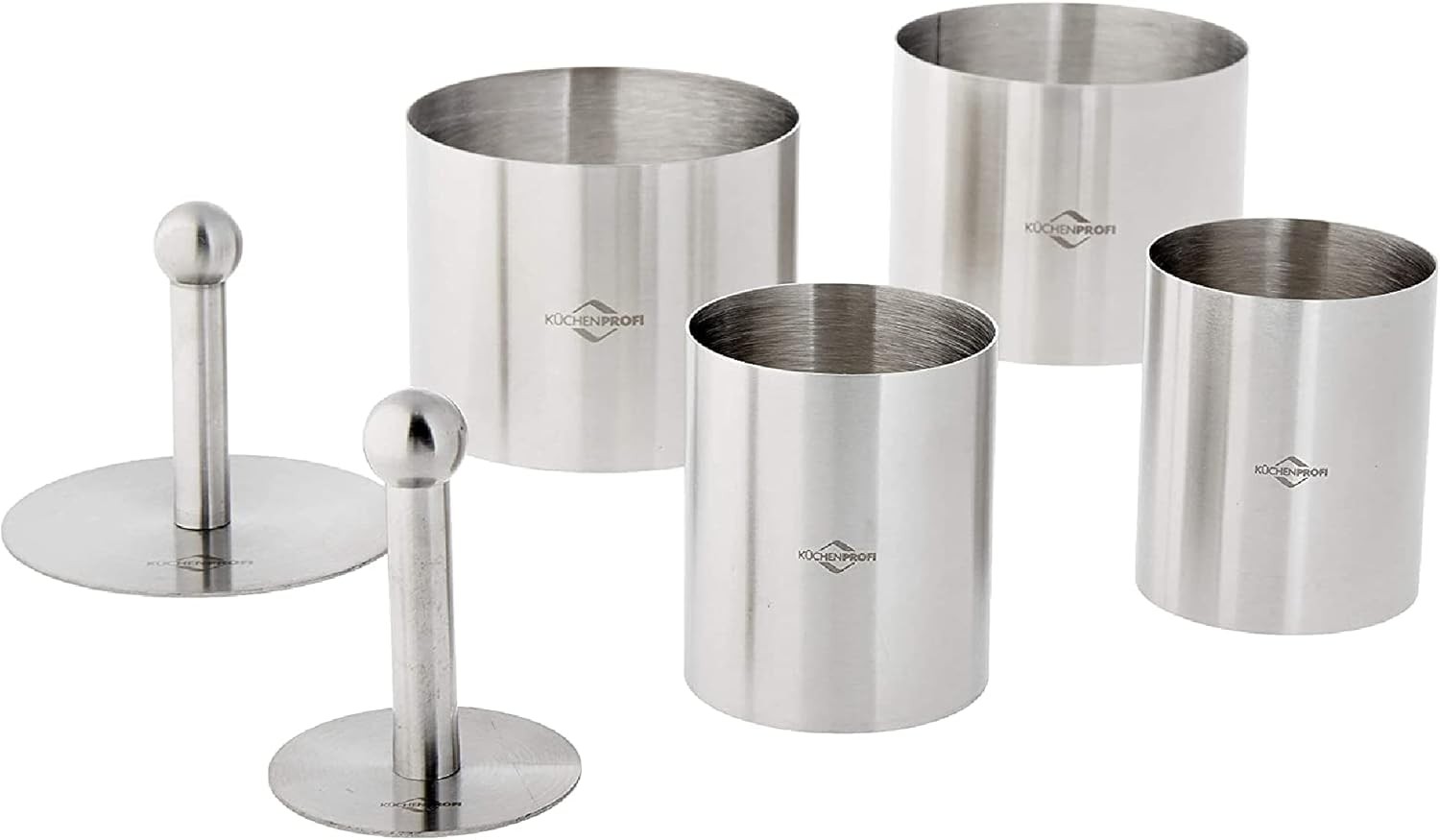 Küchenprofi Stainless Steel 6-Piece Forming Rings with Tamper/Pushers, Silver