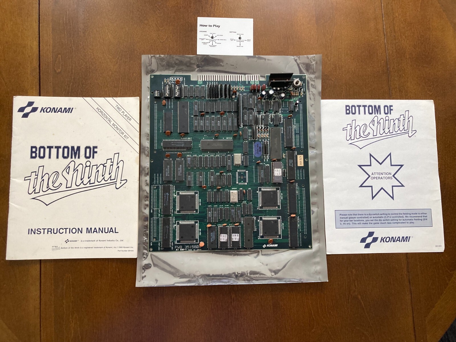 Konami, Bottom of the ninth, PCB, JAMMA Recapped, Instruction Manual Konami, Bottom of the ninth, PCB, JAMMA Recapped, Instruction Manual