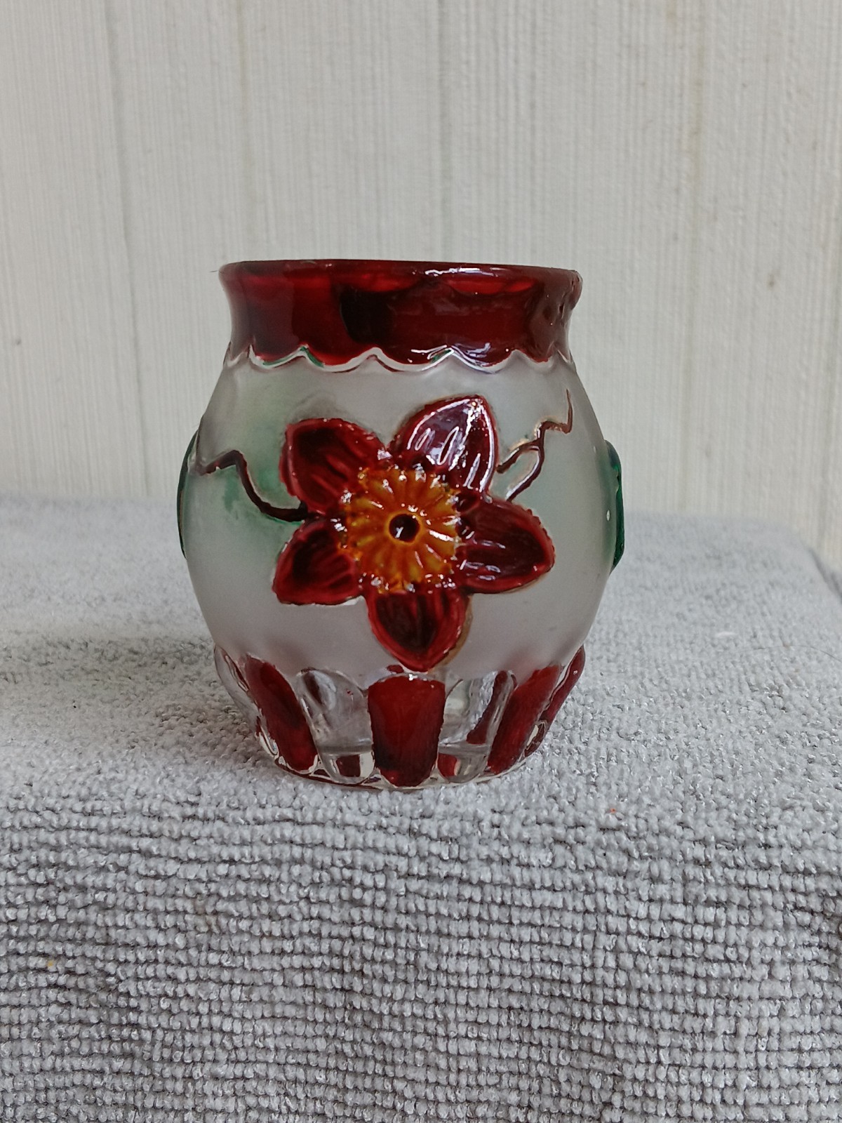 EAPG. CLEMATIS Toothpick Holder. Decorated EAPG. CLEMATIS Toothpick Holder. Decorated