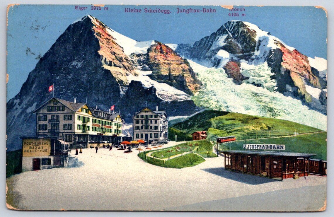 Antique Switzerland Postcard KLEINE SCHEIDEGG Jungfrau 1914