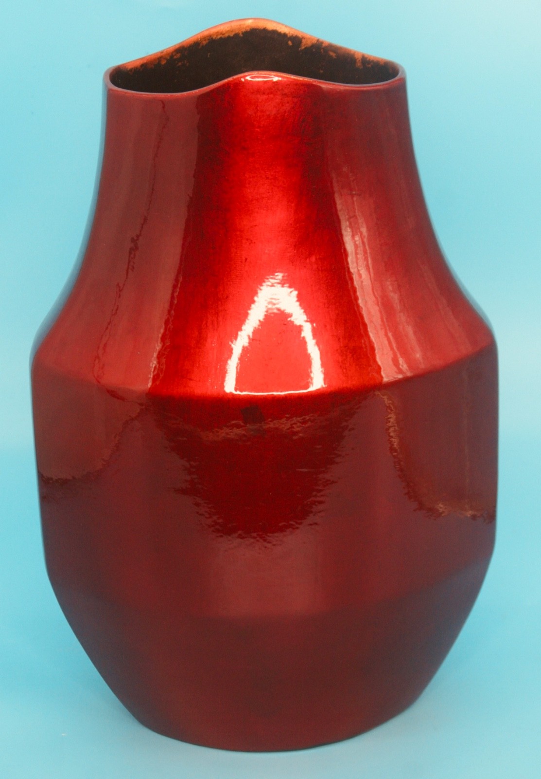 John Richard Burnt Orange Faceted Porcelain Vase 50-5030841 NIB