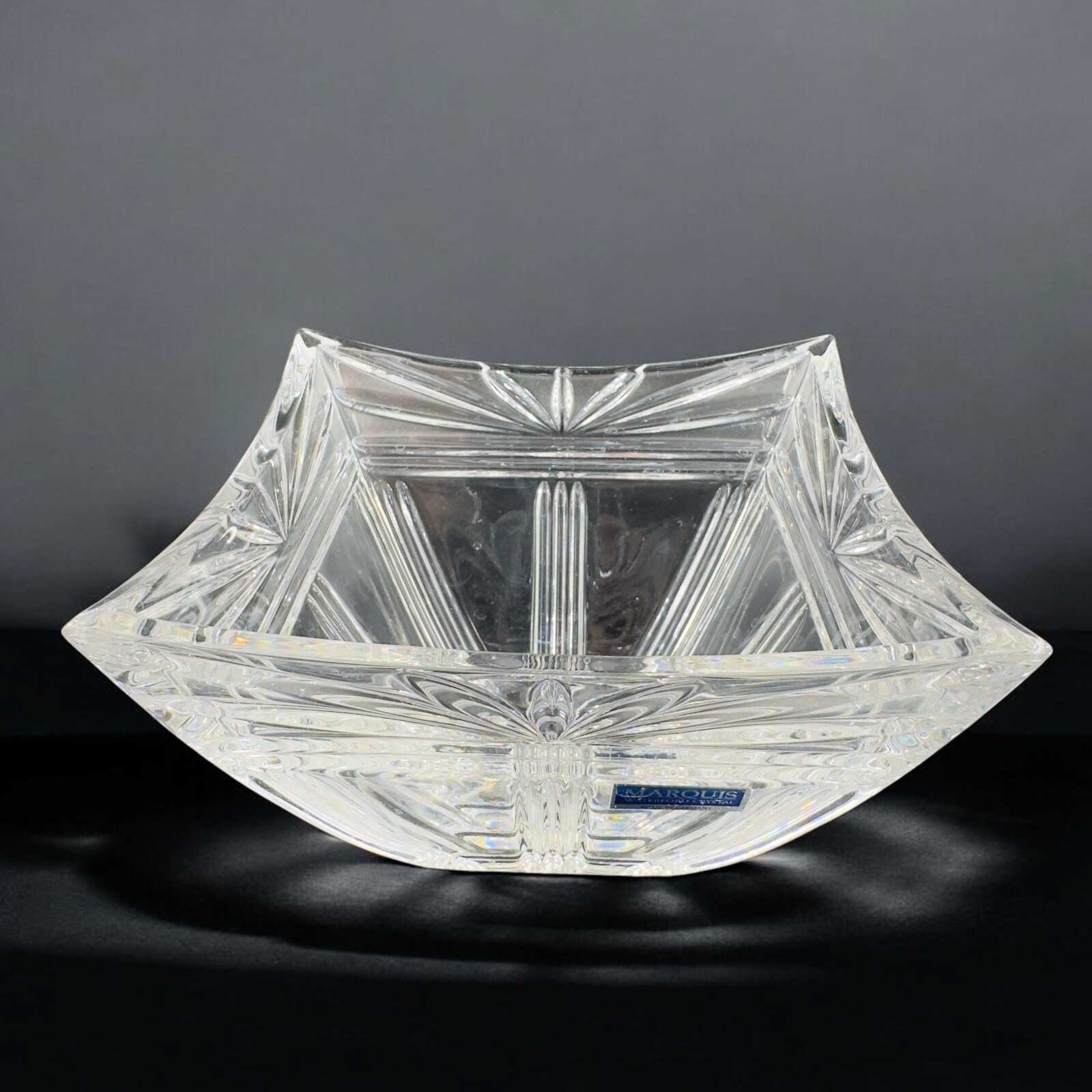 Waterford Crystal Odyssey Pattern Square Bowl Dish Clear With Sticker Vintage